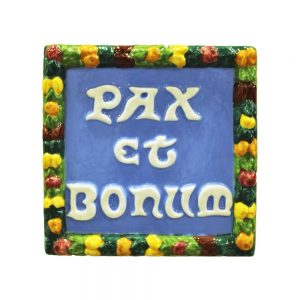 Placca Pax et Bonum cm 12x12 in ceramica