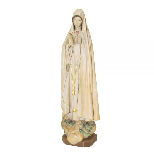 Statua Madonna di Fatima cm 30 legno Val Gardena