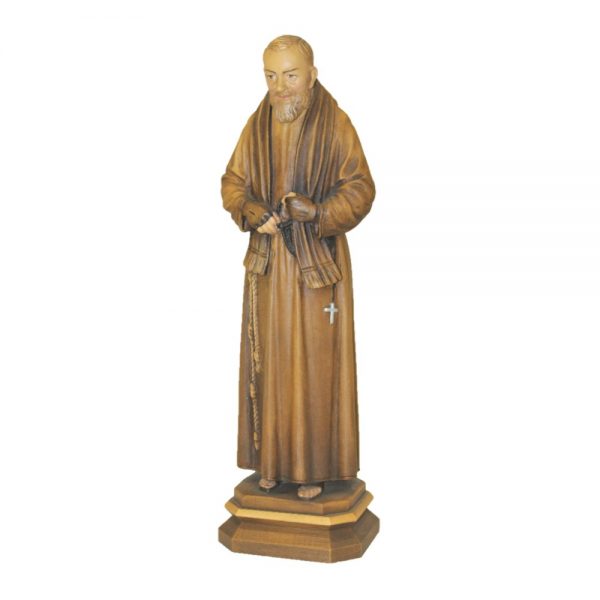 Statua San Pio cm 30 in legno Val Gardena
