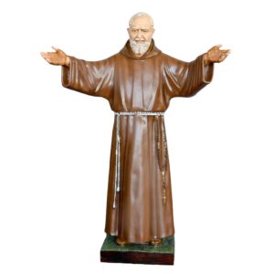 Statua Padre Pio cm 180 vetroresina braccia aperte