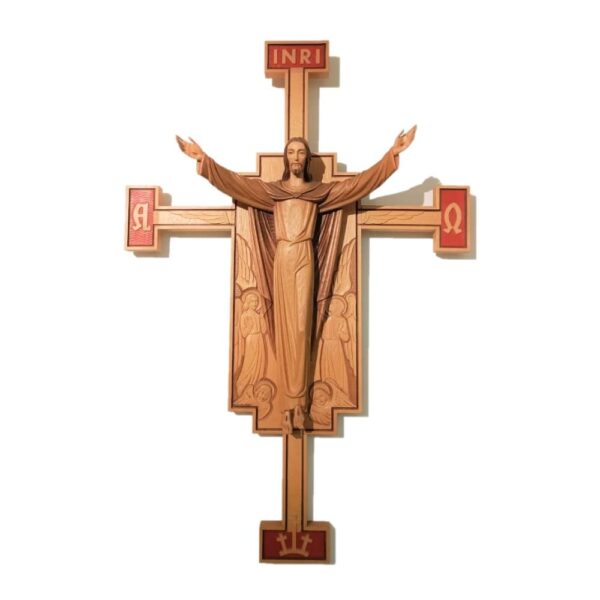 Cristo Risorto su croce in legno Demetz