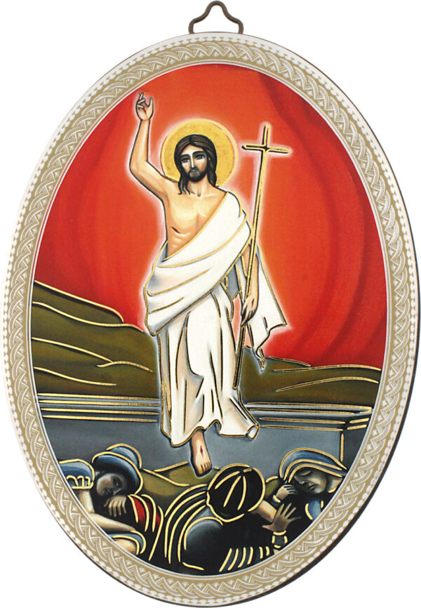 Tavola ovale mdf Cristo Risorto cm 10x15