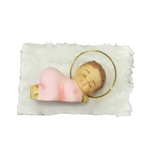 Bambino Gesù con veste rosa cm 8 in gesso