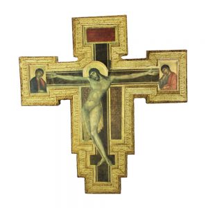 Croce dorata Cimabue 20x22 cm stampa su tavola legno incisa