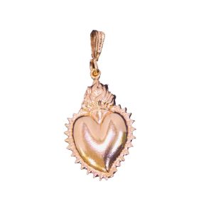 Ciondolo cuore votivo in argento medio rosa mm 38