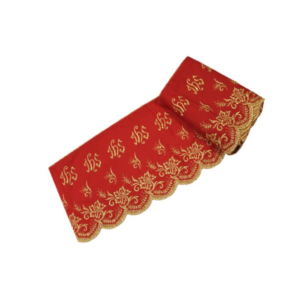 Bordura per tovaglia rossa IHS oro batista di cotone 27 cm