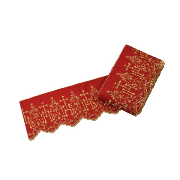 Bordura per tovaglia rossa IHS oro batista di cotone 14 cm