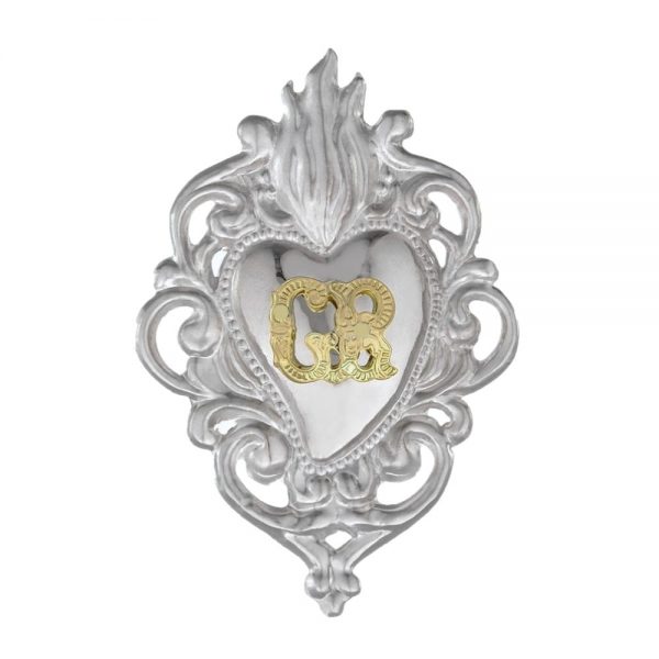 Cuore votivo ex voto in argento cm 8