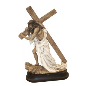 Statua Gesu' che porta la Croce in resina porcellanata cm 85