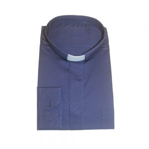 Camicia clergyman in popeline blu