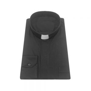 Camicia clergyman in popeline nero