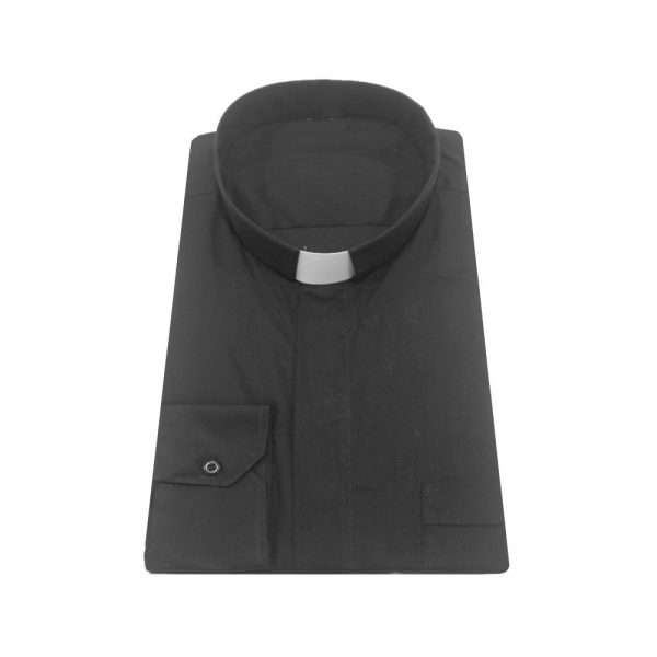 Camicia clergyman in popeline nero