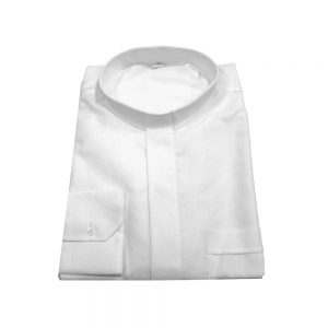 Camicia clergyman in lino bianco