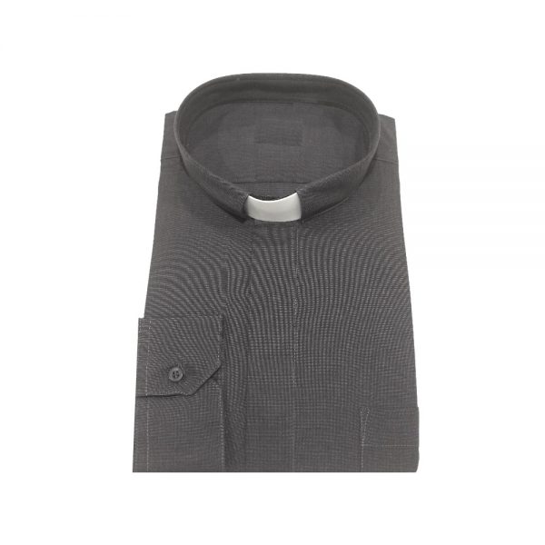 Camicia clergyman in fil a fil grigio scuro