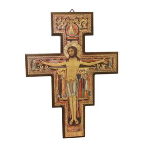 Croce San Damiano in legno scuro cm 67
