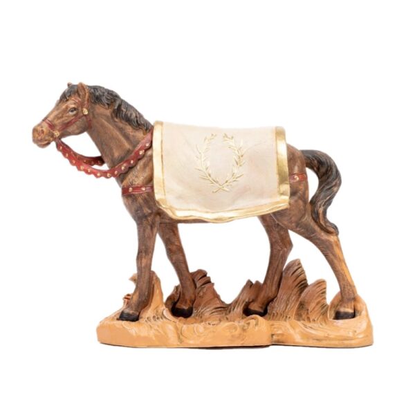 Statua presepe cavallo nero in piedi cm 19 Fontanini in polietilene