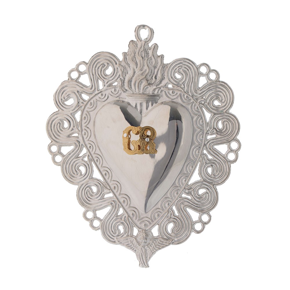 Cuore votivo ex voto in metallo cm 13 Pantaleone